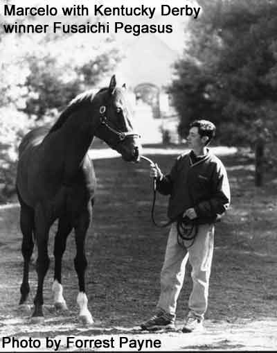 Marcelo con Fusaichi Pegasus  el ganador del "Kentucky Derby"